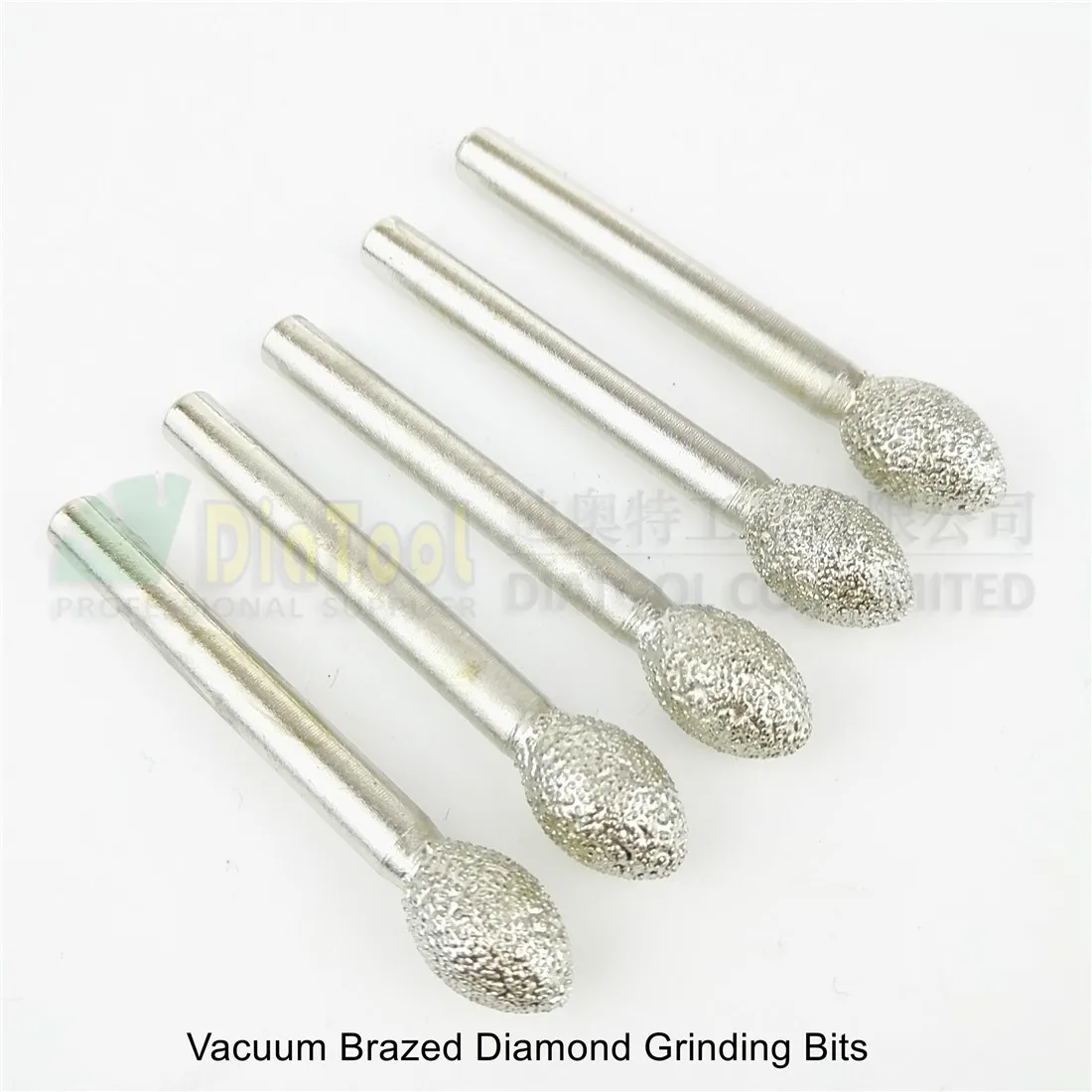 DIATOOL 5pcs #13 Vacuum Brazed Diamond Mounted Points Diamond Burrs For Stone Rotary Tool Grinding Heads Engraving Bits