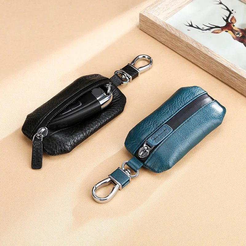 แฟชั่นหนังกระเป๋าสตางค์กันน้ำ Zipper Organizer Men Casual ฝาครอบผู้หญิงแม่บ้านสมาร์ทกรณี