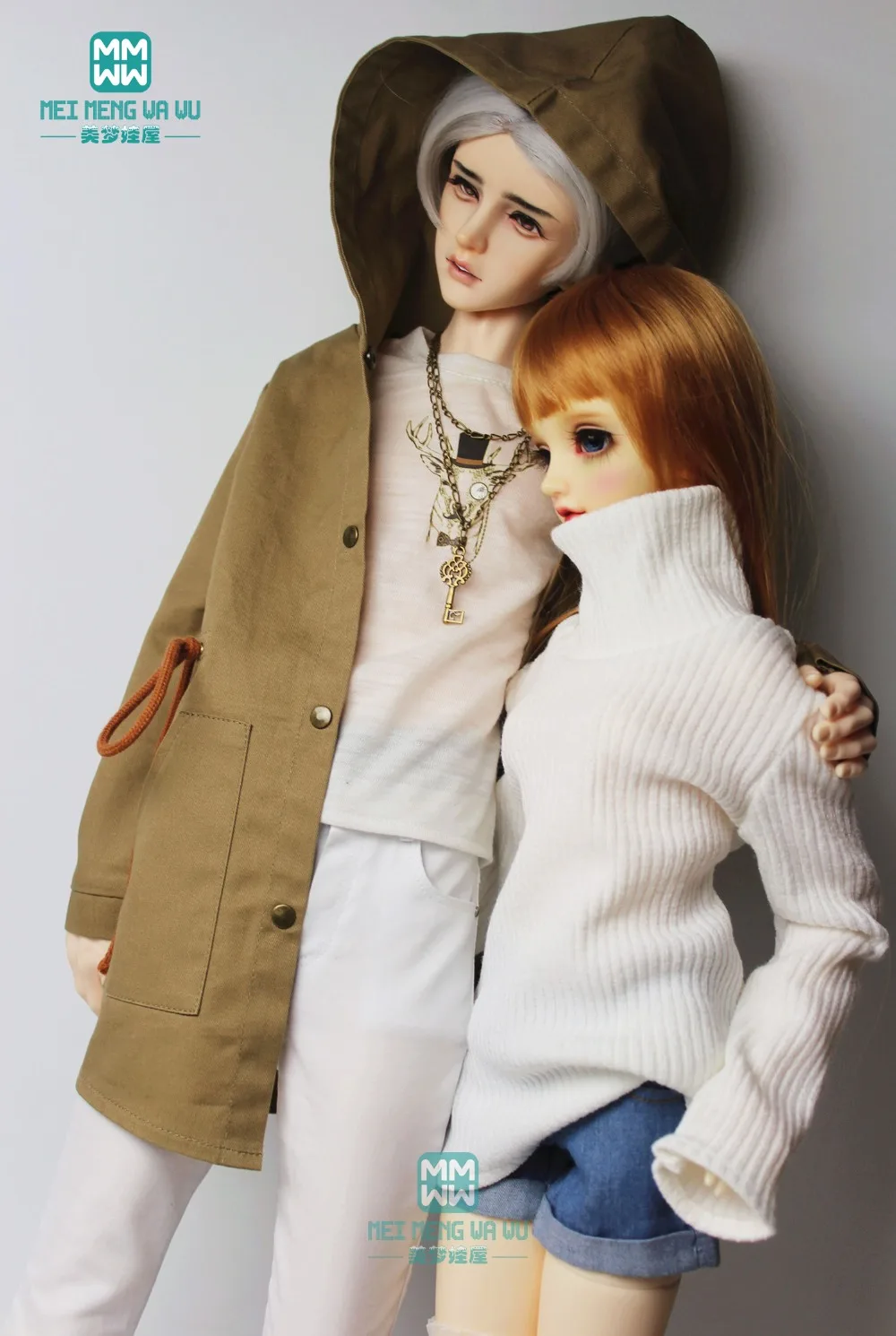 65-75cm 1/3 BJD Uncle Doll Clothes Loose version turtleneck sweater Long coat Trench coat trousers Toys Gift