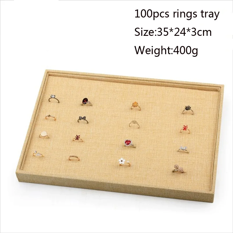 High Quality Fabric Jewelry Box Jewelry Display Holder Bracelet Ring Earring Button Pendant Tray Case Jewelry Storage Organizer