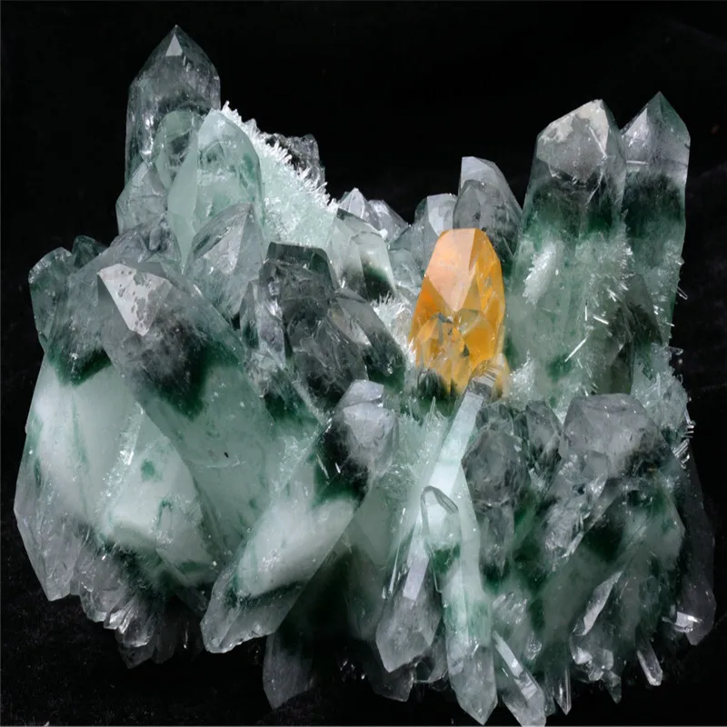 

RARE!NATURAL green CRYSTAL TIBETAN QUARTZ CRYSTAL BIG CLUSTER HEALING