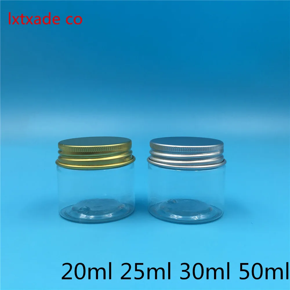 

50 pcs 25/30/50 ml Empty Clear Plastic Packaging Bottles jar Gold Cream Eye Gel Bath Salt Small Cosmetic Container