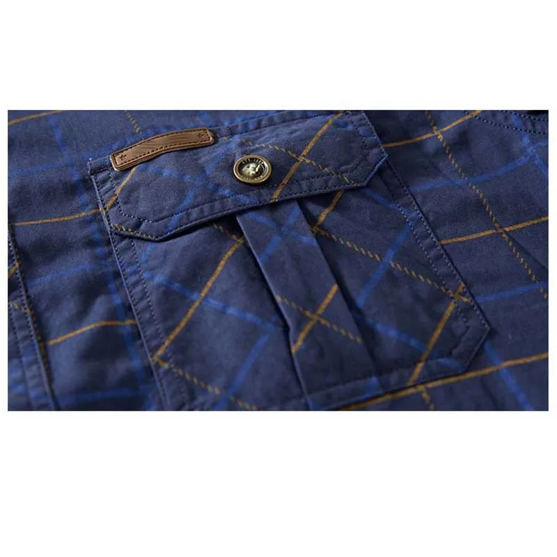 Summer Shirt Mens Short Sleeve Shirts High Quality Cotton Male Plaid Shirt 2 Pockets Plus Size M-5XL Man Clothes