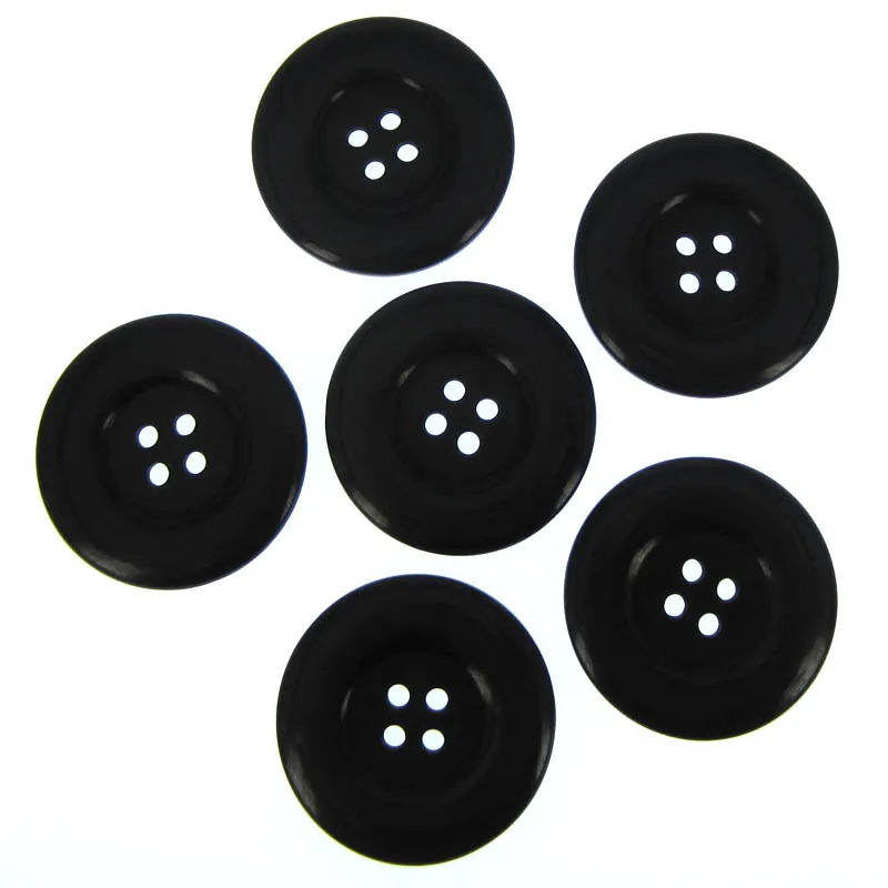 6 stuks 1-1/2 inch 4-gats zwarte harsknoppen grote knoppen geschikt voor naaien, knutselen, scrapbooking 3,8 cm