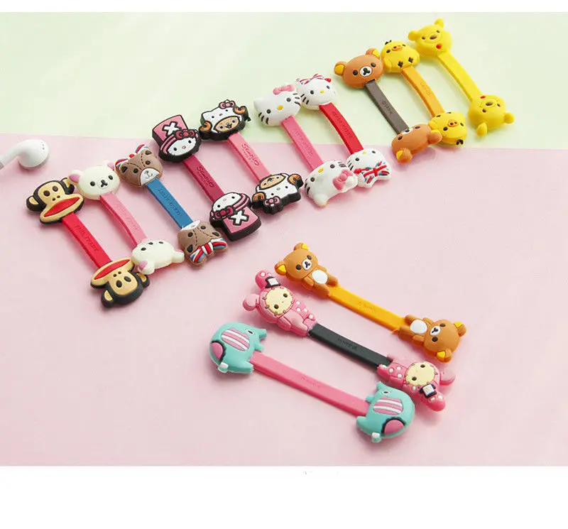 1Pcs Cute Lovely Cartoon Animal Earphone Wrap Cord Cable Holder Winder Organizer