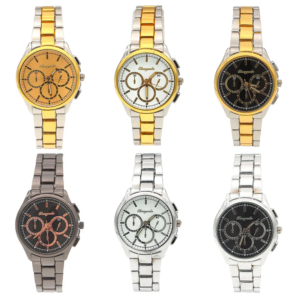 New Fashion Faux Chronograph Plated Classic Quartz Ladies Watch Women Crystals Wristwatches Relogio Feminino NG52 Gifts