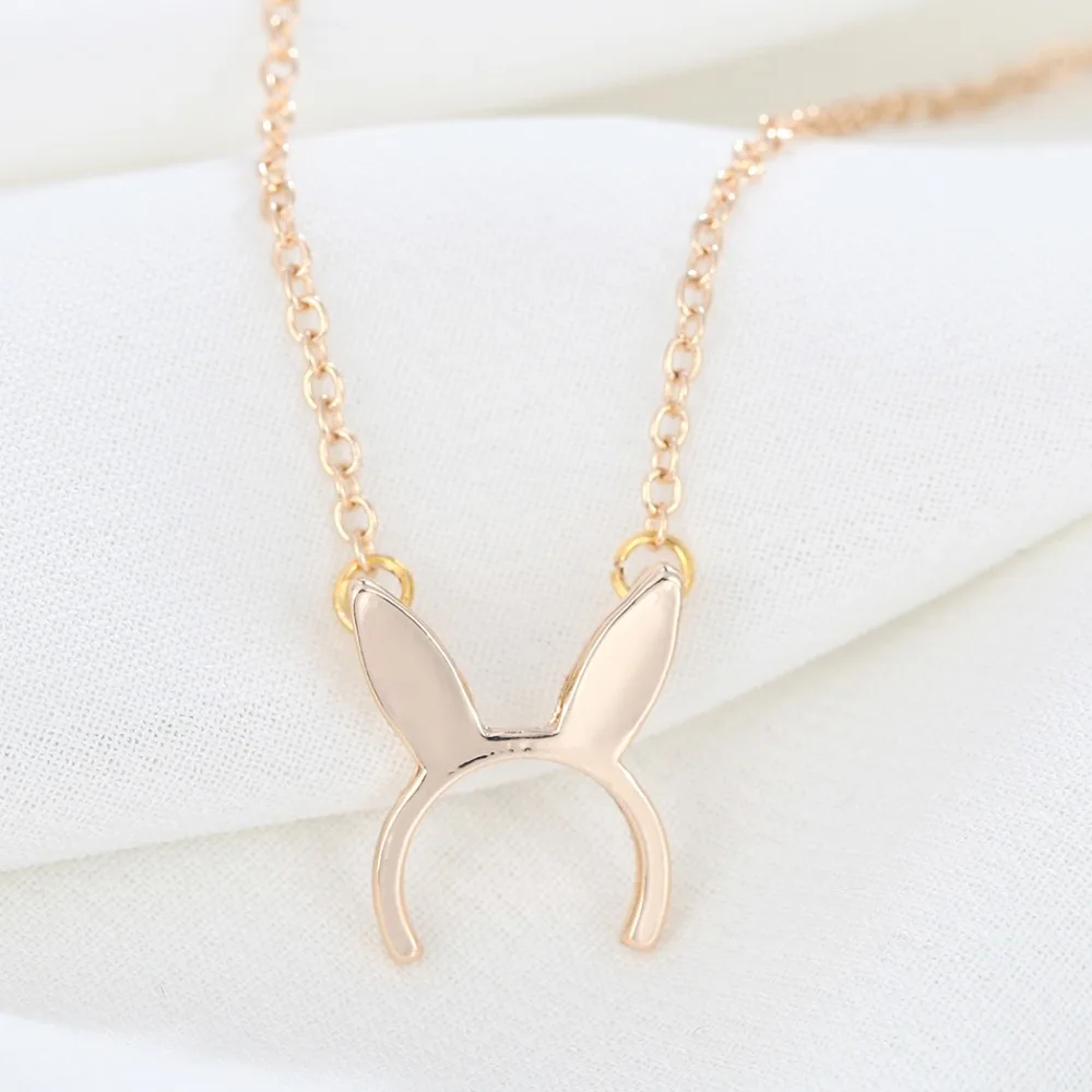 Chandler Brand  Plated Rabbit Bunny Ears Pendant Necklace For Women Animal Collar Bridal Dubai Trendy Jewelry Bijoux