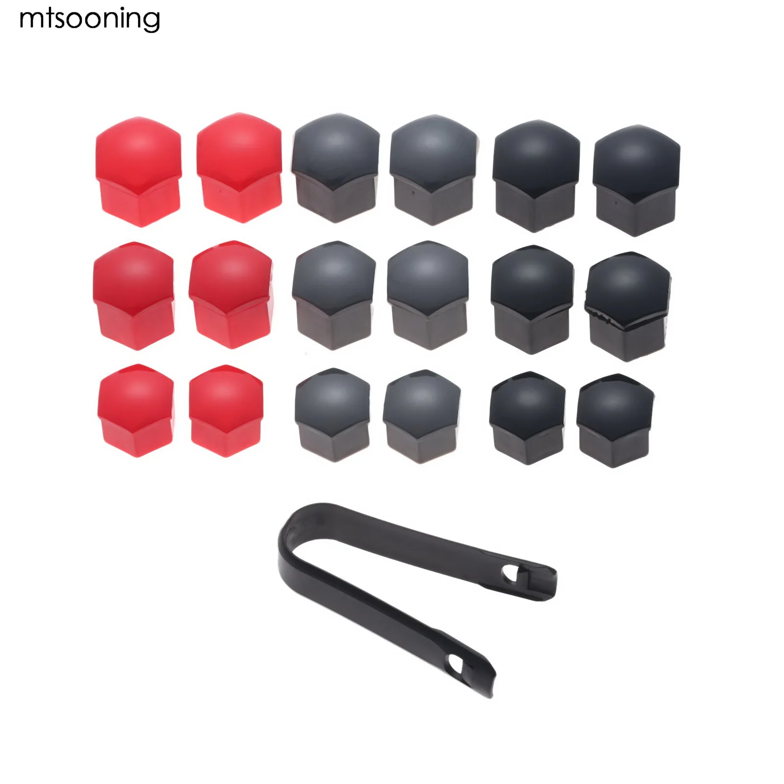 20Pcs Universal Anti-Rust 17/19/21mm Black Gray Red Glossy Auto Trim Tyre Wheel Nut Bolt Protection Covers Caps W/ Removal tool