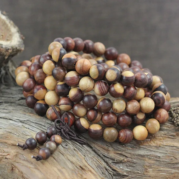 6mm 8mm Natural Sandalwood Beads 108 Mala Loose Beads Japa Mala Bracelet Jewellry Findings DIY Accessories