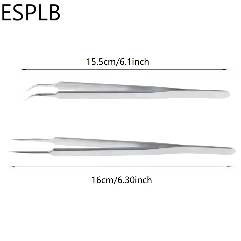 160mm Long Ultra Precision Stainless Steel Tweezers Industry Straight Curved Electronic Pointed Tweezers for Phone Repair