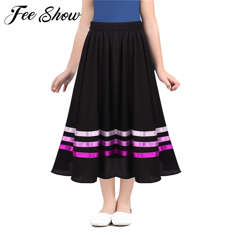 Ballet character skirt Teen Girls High Waist Long Maxi Full Circle Skirt for Performance Celebration of Spirit Praise Dance Wear