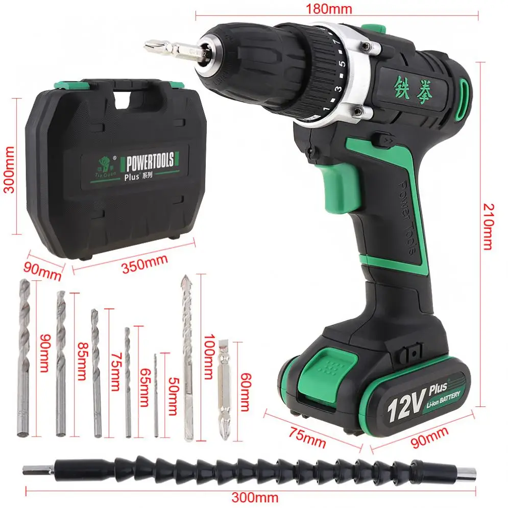 100 - 240V Cordless 12V Electric Drill / Screwdriver with  Plastic Box And Switch 29pcs  Set for Handling Screws / Punching