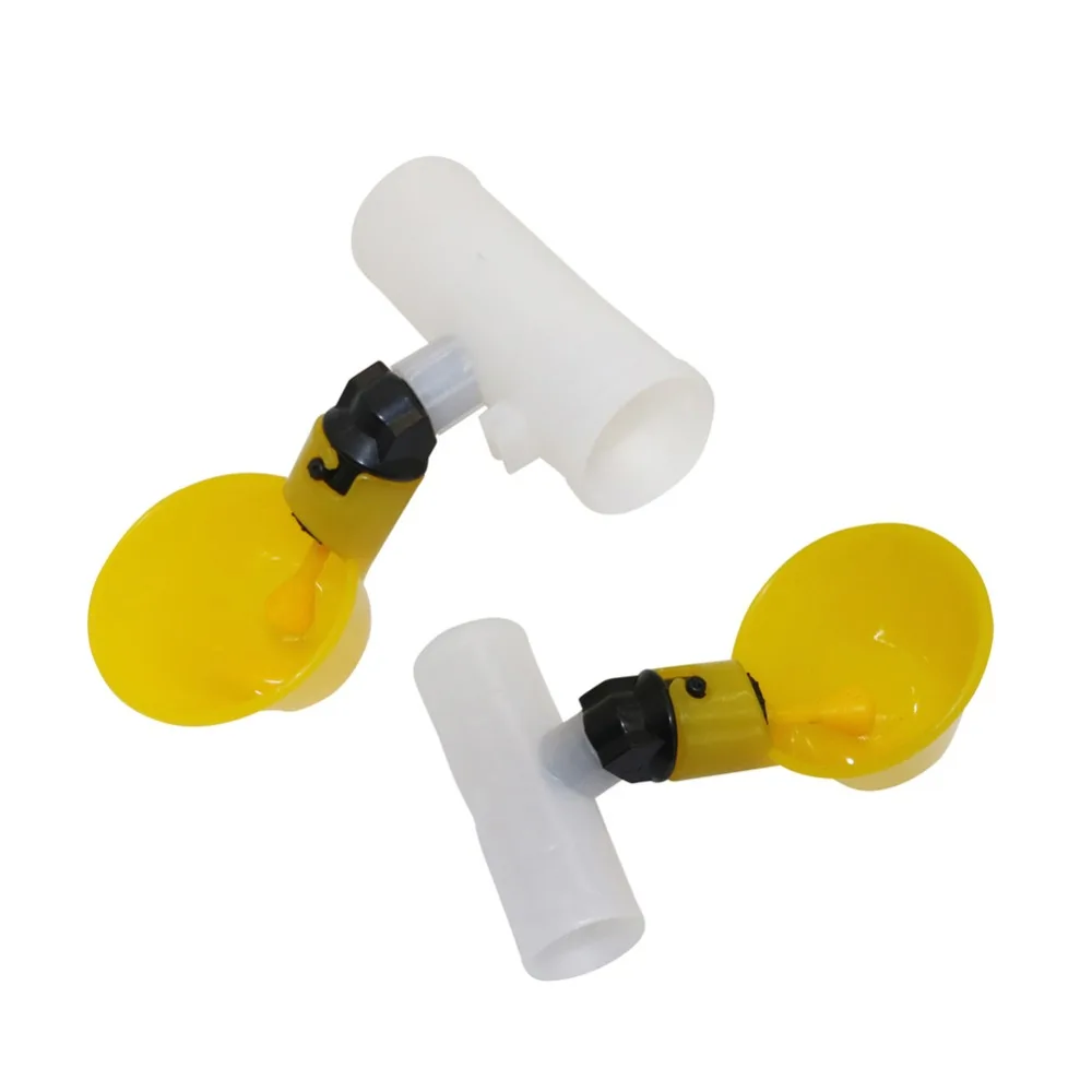 50Sets Automatic Drinking Cups Chicken Waterer Quail Nipple Drinker Thread Drinker Yellow Water Bowl Newest 20mm/25mm Connector