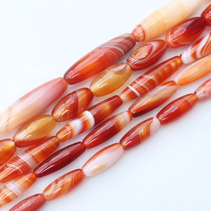 Red Stripe Ag Multi-Size 4-30mm Oval shape beads 15inch per strand ,  For DIY Jewelry Making, pendant,necklace