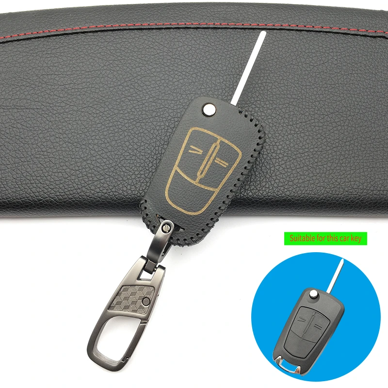 Good Quality Leather Car Key Cover Case For Opel Vectra C Astra H Corsa D Zafira 2 Buttons Flip Folding Remote Key