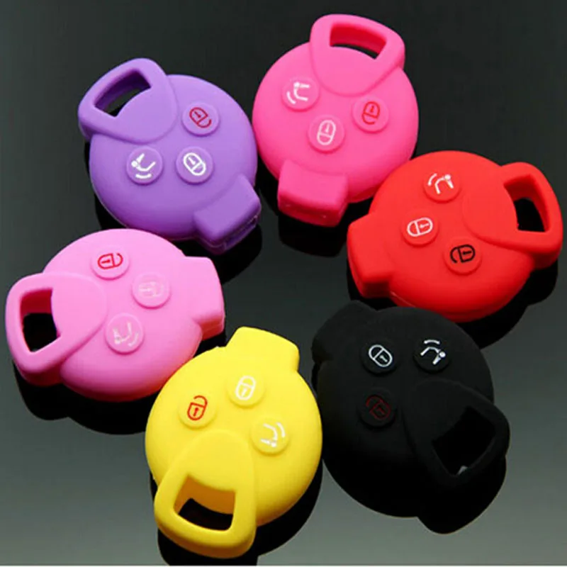 Sıcak satış 3 düğme silikon anahtar kapak tutucu için uygun Mercedes Benz akıllı araba şehir Coupe Roadster Fortwo Fortwo Forfour 1pc