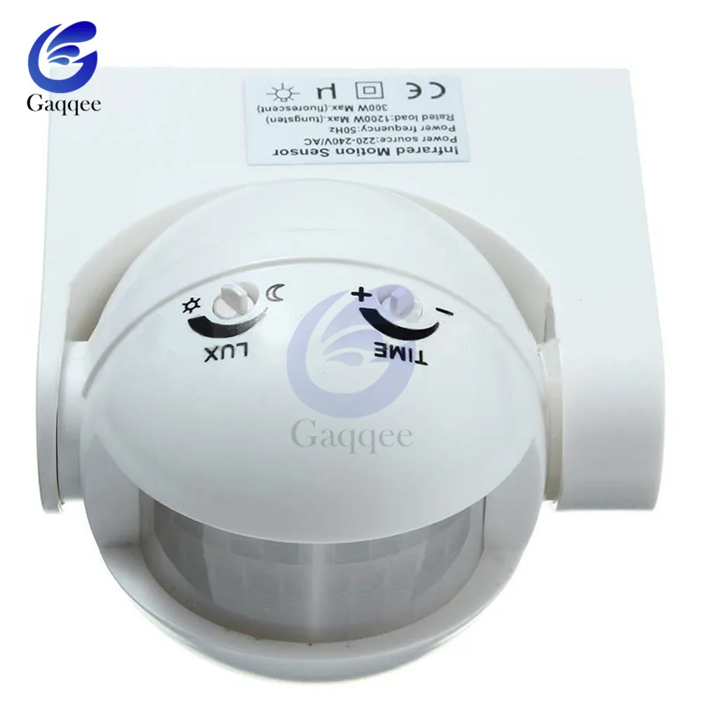 AC 220V-240V 110V 180 Degree Outdoor IP44 Security PIR Infrared Motion Sensor Detector Movement Switch Max 12m 50Hz 3-2000LUX