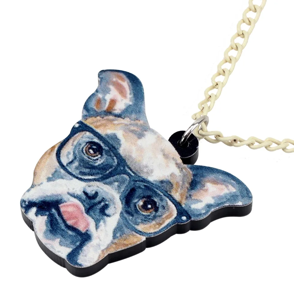 Bonsny Statement Acrylic Glasses Boxer Dog Necklace Pendant Collar Animal Jewelry For Women Girls Teens Kids Cartoon Gifts Bulk