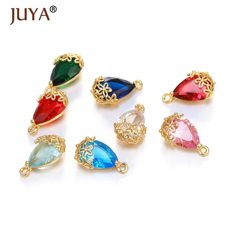 2PCS New Luxury Water Drop Crystal Charms Hand Made DIY Findings for Earrings Making Pendant Necklace Accessories for Women