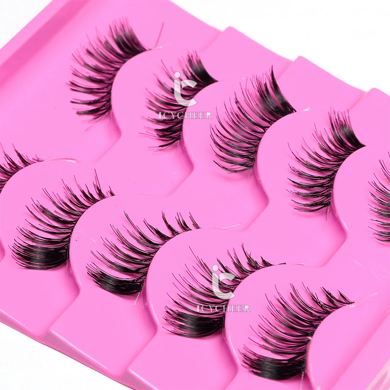 ICYCHEER 5 Pairs half Corner Makeup Eyelashes Handmade Black False Eye Lashes