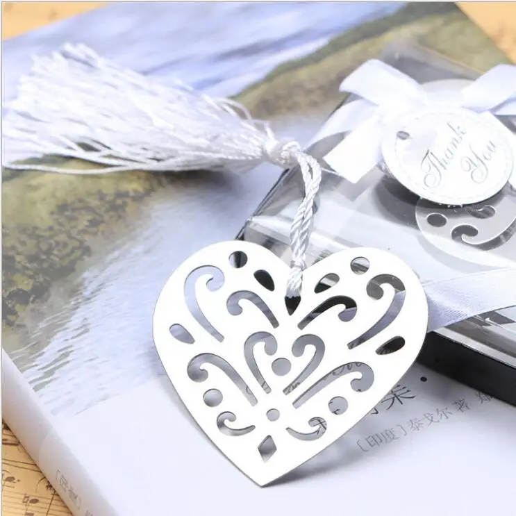 (50 pieces/lot)Home Party Favor Supplies Hollow Heart Bookmark For Baby Shower Birthday Christening Wedding Favor Wholesale