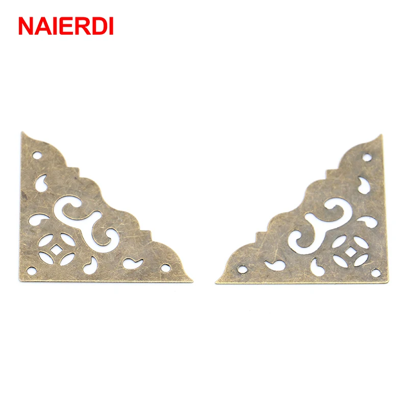 NAIERDI-joyero de 30 piezas, Protector de esquina de bronce, soporte de esquina decorativo, marco de libro antiguo, accesorios, herrajes para muebles