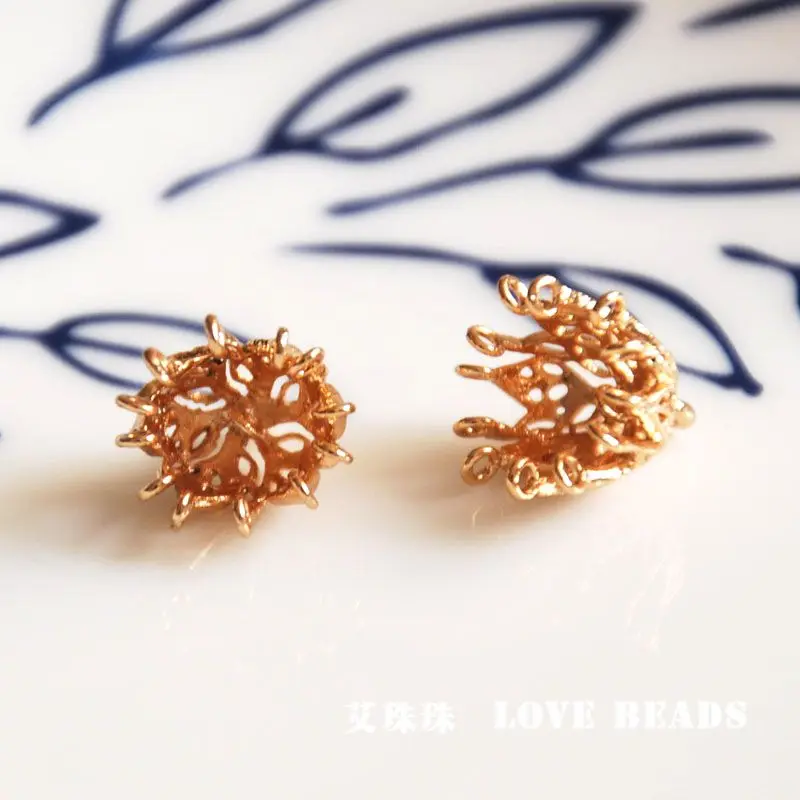 wholesale 2 pcs/lot golden gold plated beads caps jewelry making DIY for women