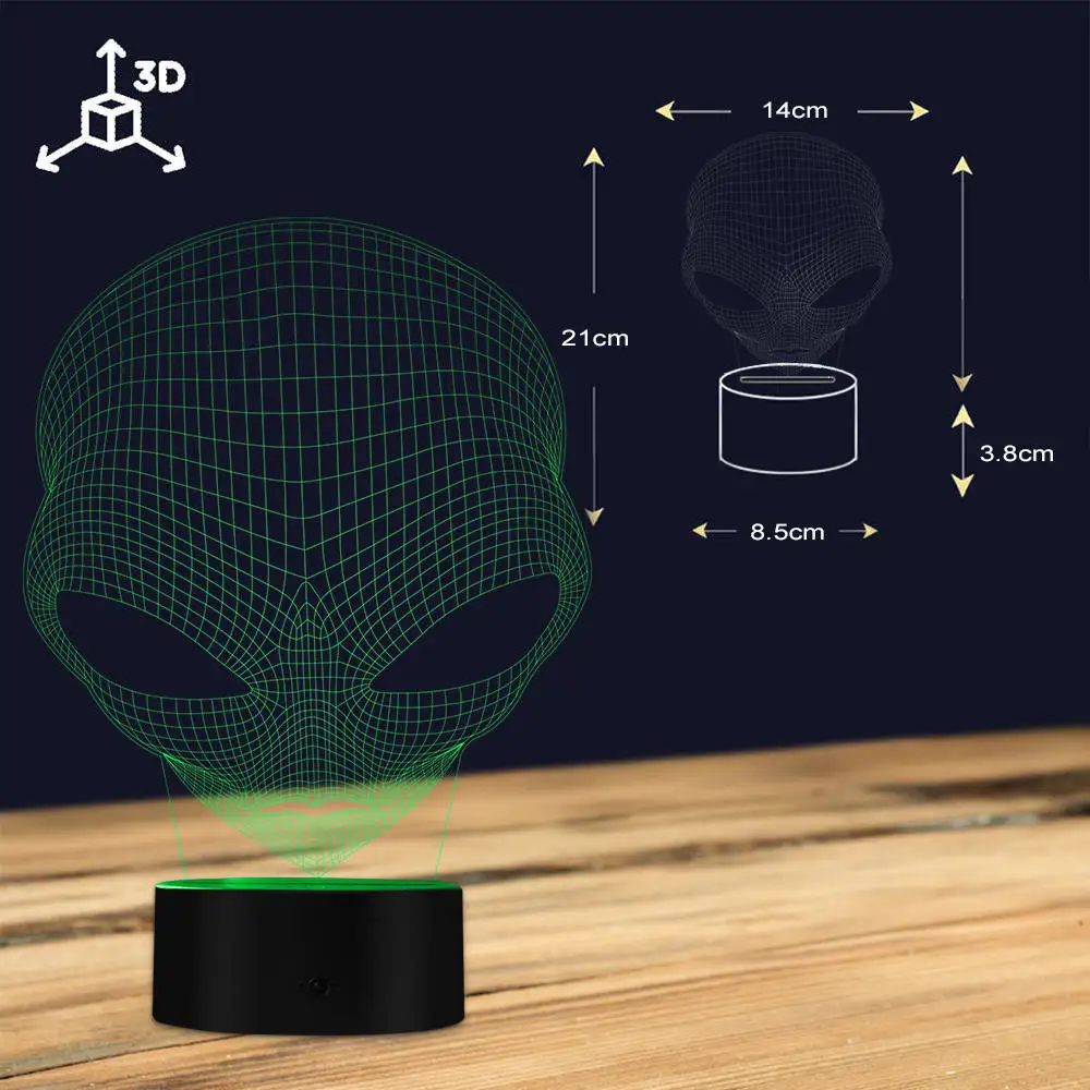 3D Pop-eyed Alien Collection Instinct LED Optical Illusion Novelty Night Light Color Changing LED Light Cartoon Night Lights