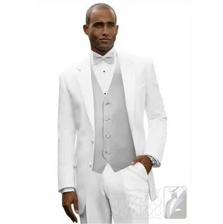 

Custom Made Best Selling Popular White Groom Mens Tuxedo Suits,Bespoke White Tuxedo,Tailored 2 Button Peak Lapel Mens Suits