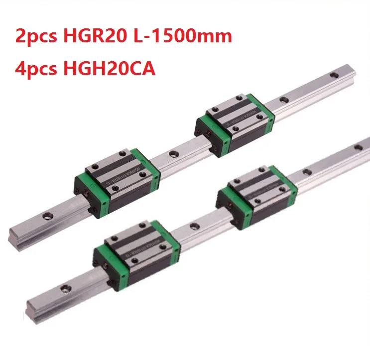 

2pcs China made HGR20 L-1500mm linear guide/rail + 4pcs HGH20CA linear narrow blocks for CNC router parts