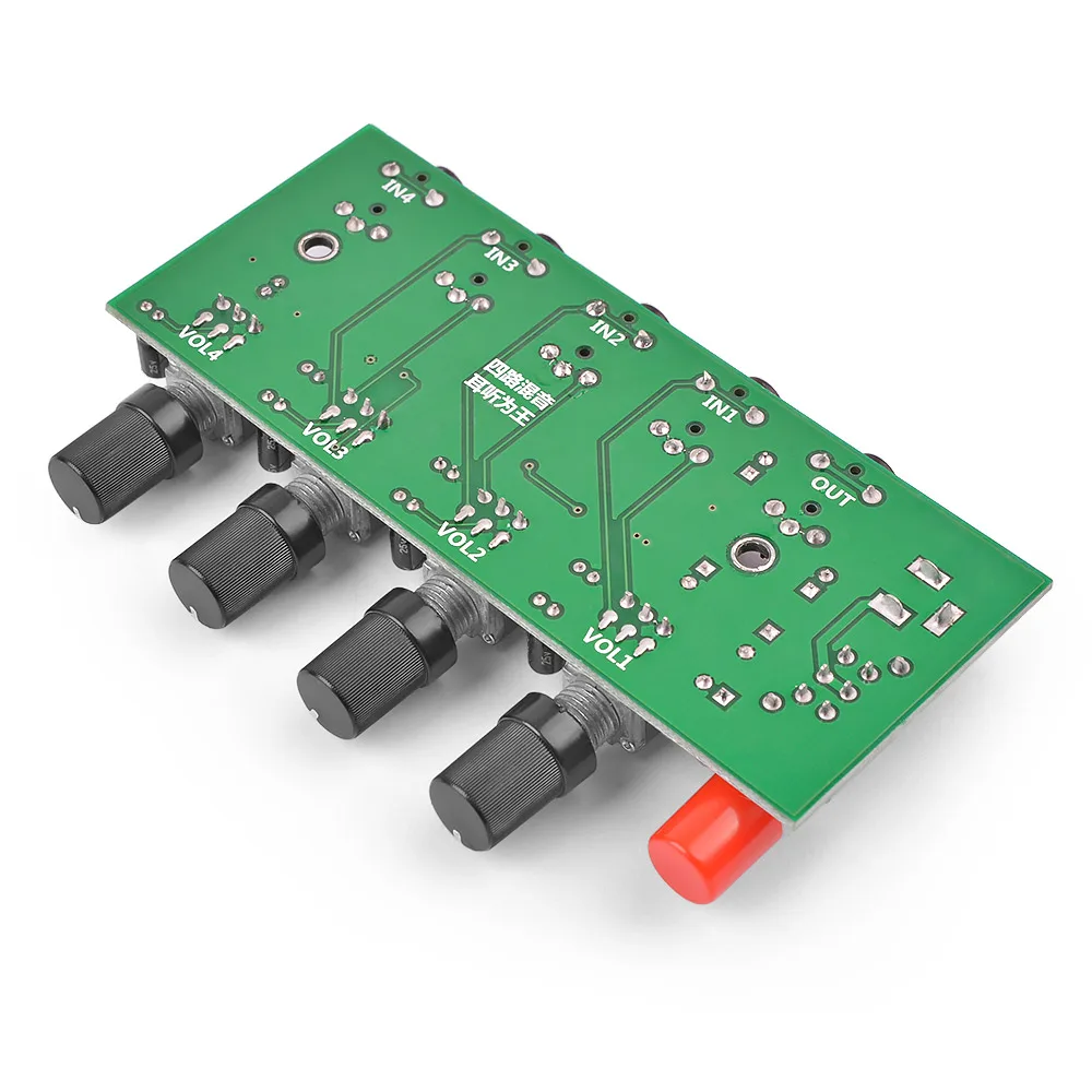 AIYIMA 4วิธีสเตอริโอ Mixer Board Audio Source Reverberative Driver หูฟังผสม DIY สี่อินพุตเอาท์พุท