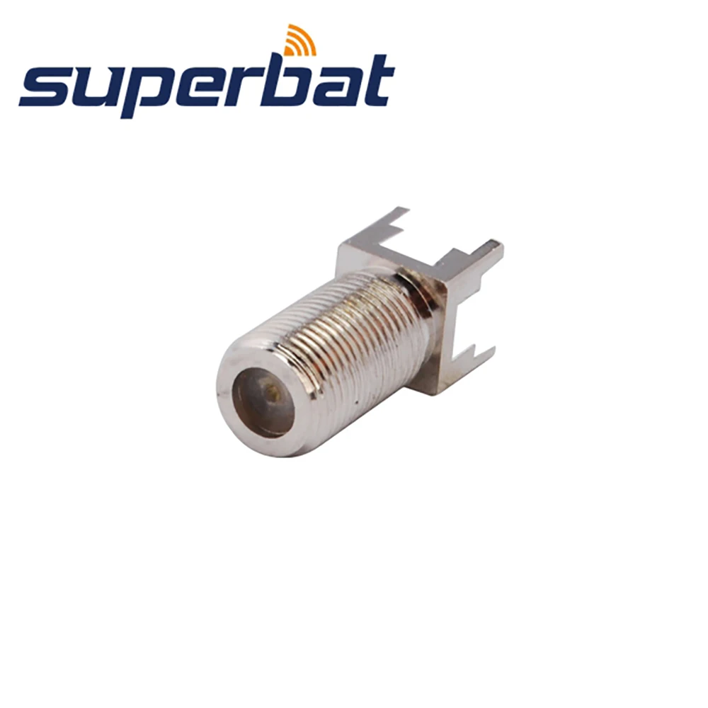 Superbat 75 ohm F Female Straight Thru Hole Vertical PCB RF Coaxial TV Connector