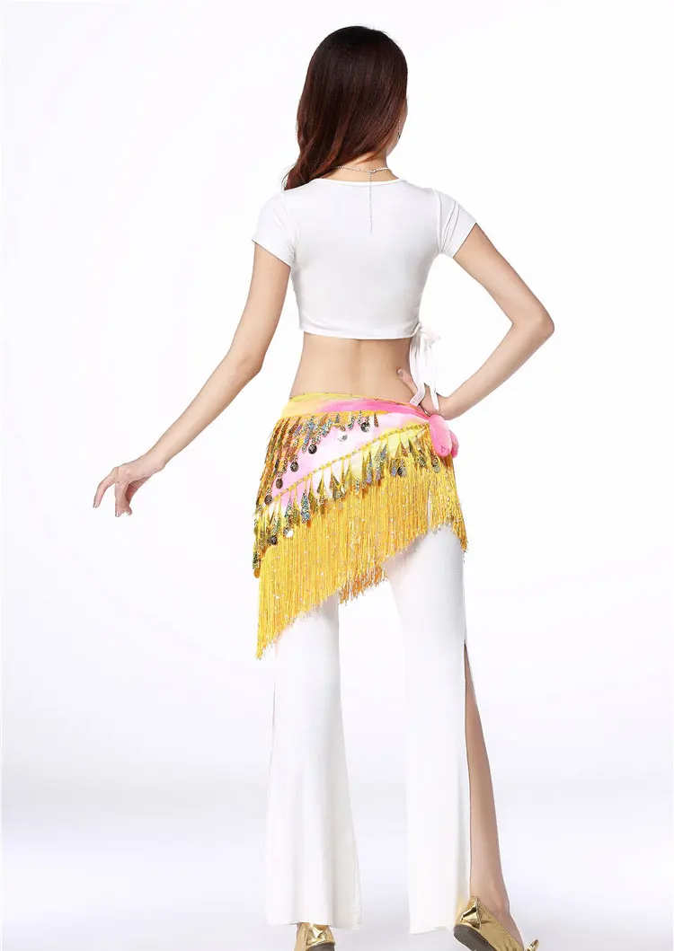 2018 Belly Dance Hip Scarf Bellydance Hip Scarf Sequins Tassel Belt Oriental Dance Costume Accessories Coins Belt Belly Dance