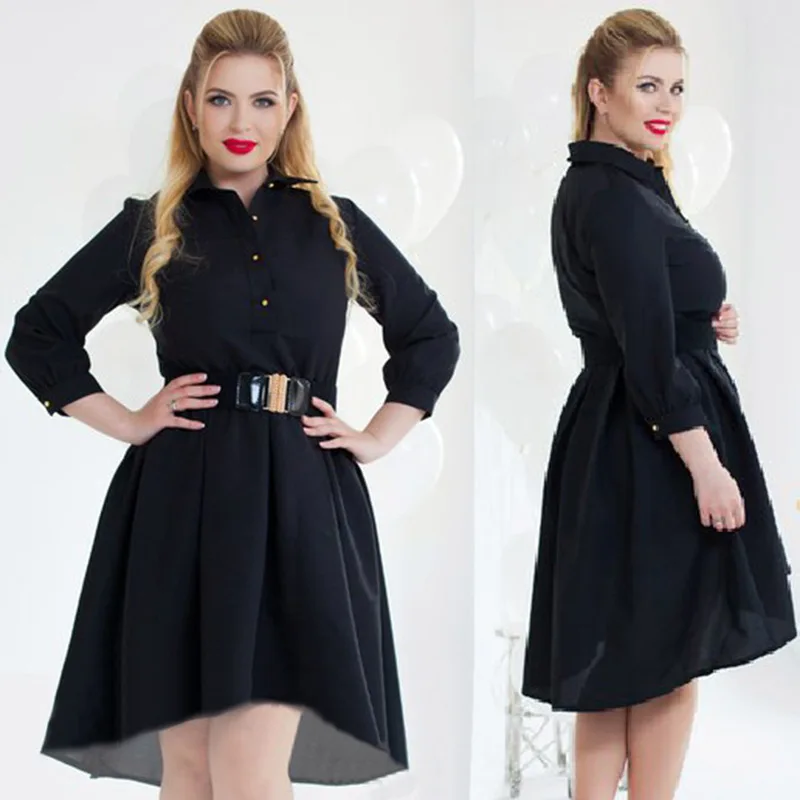 Vestido de manga longa patchwork para mulheres, roupas elegantes, solto, tamanho grande, 6XL, gordura, outono, apuramento, 6XL
