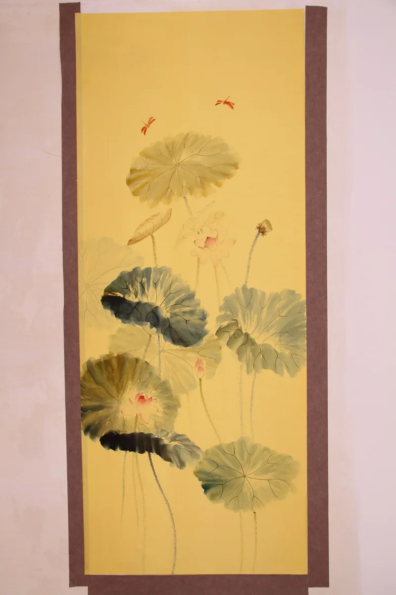 

Classic Elegant Hand-painted silk wallpaper painting lotus silk wallcovering many pictures optional