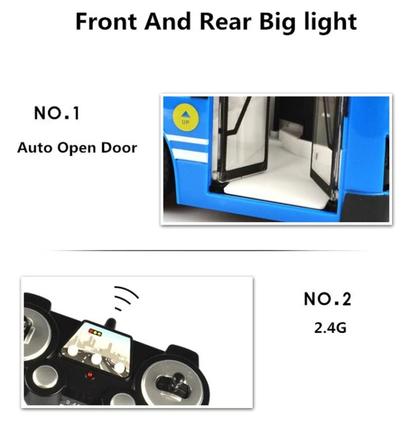 Hot Boy Recharge RC Bus Car Toy E635 2.4G Large One Key Auto Open Door Remote Control Simulation City Bus Borthday Gift