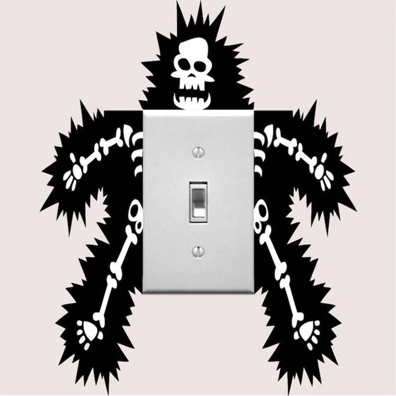 Funny Skeleton Outlet Or Light Switch Decal Art Wall Sticker Electric Electrocuted Vinyl Power Switch Decor Living Room LC1294