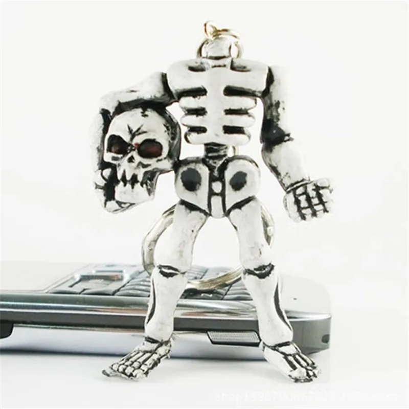 Gothic Death Skull Key Chain Gadget For Men Vintage Rubber Motor Devil Skeleton Keychain On Bag Car Jewelry Halloween Party Gift