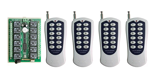 

DC12V 12CH 10A RF Wireless Remote Control Switch System Transmitter+Receiver,315/433 MHZ /lamp/ window/Garage Doors