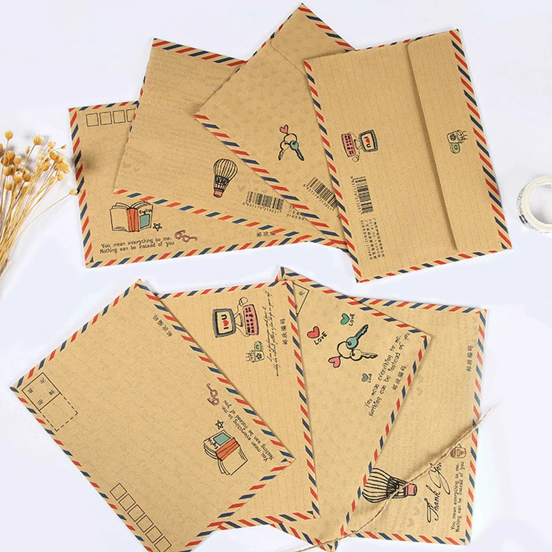 16 pcs/lot Vintage Large Envelope Postcard Letter Stationery Paper Airmail Retro School Office Gifts Kraft Envelopes