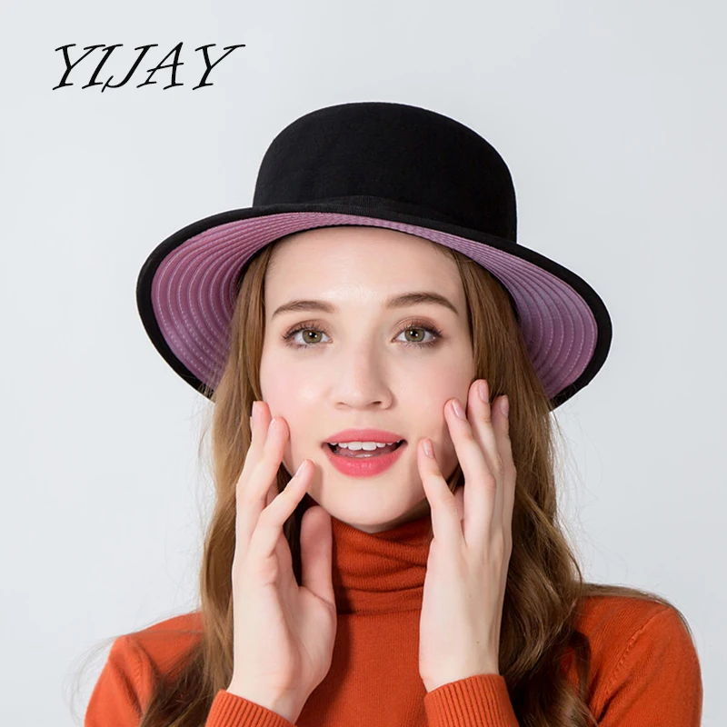 

2018 Autumn Winter Mens 100% Wool Hats Fedoras Vintage Women Girls Felt Fedoras Flat Top Jazz Hat Church Hats Bucket Hat Chapeau