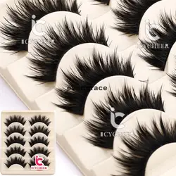 ICYCHEER Dikke 5 Pairs Makeup Natuurlijke Valse Wimpers Lash Lange Zwarte Handgemaakte Zachte