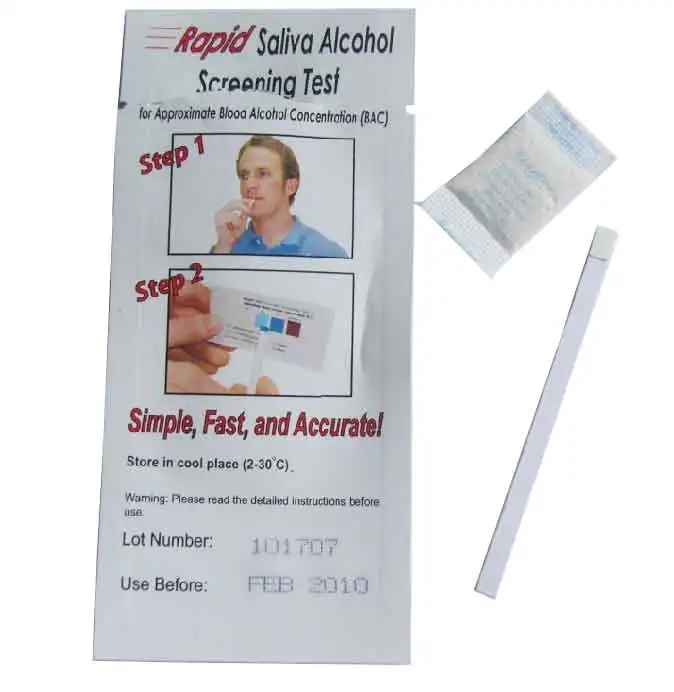 100Pcs/lot Disposable Alcohol Tester Wholesale Saliva Alcohol Test Kits Rapid Saliva Alcohol Screening Test Strip