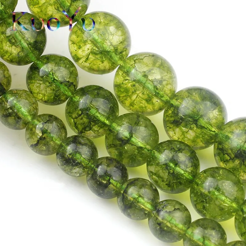 Green Peridot Stone Beads Round Loose Spacer Beads For Jewelry Making Natural Stone Beads Diy Charm Bracelet 15”Strand 6/8/10mm