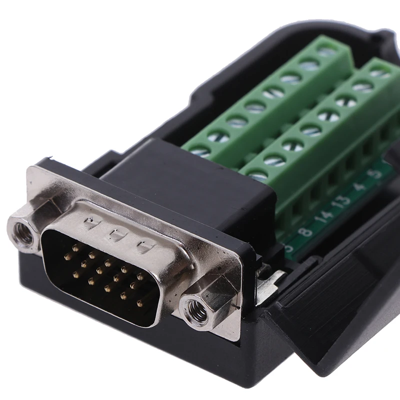 New Hpt D-SUB DB15 VGA Female / Male 3 Rows 15 Pin Plug Breakout Terminals Connectors High Quality 1PC