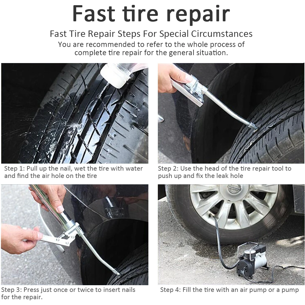 2nd Generation Upgraded Car Tire Repair Kit Inner Tire Rubber Strip Emergency Vacuum Tire Fast Repair Tool Match Long Strip Fill