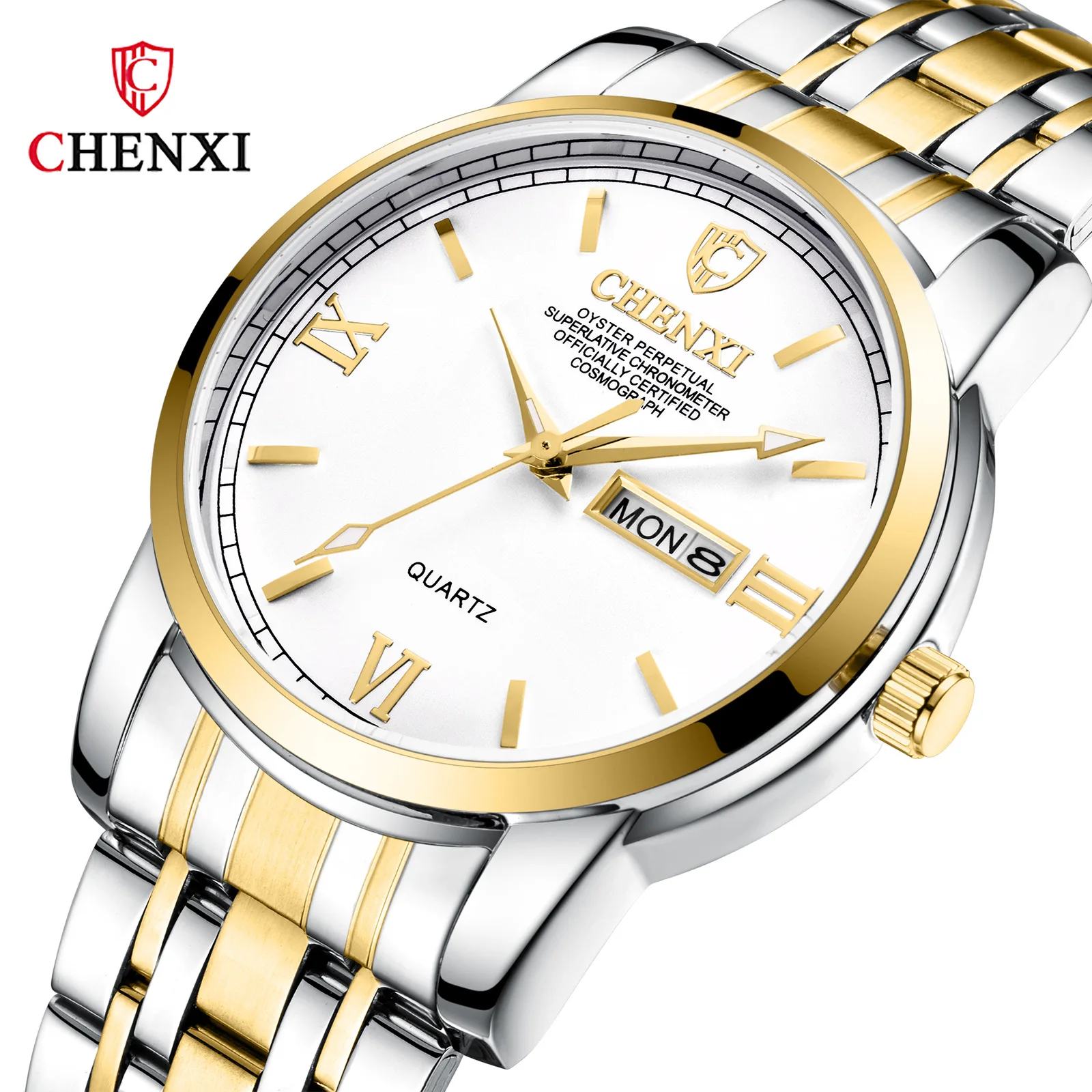 Chenxi Top Brand Men Luxury Golden Full Stainless Steel Wrist Watch Clock Unique Style Wristwatches Relogio Masculino Military