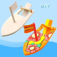 Wooden Sailboat Creative Blank Model Kindergarten Children Painted DIY Boat Handmade Material Kits Educational Puzzle Toys