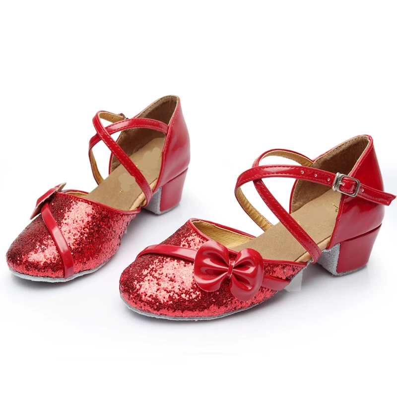 Nieuwe Latin Dansschoenen Lage Hakken Lovertjes Schoenen Salsa Tango Ballroom Dancing Schoenen Voor Vrouwen Kids Kinderen Meisjes In 4 kleuren