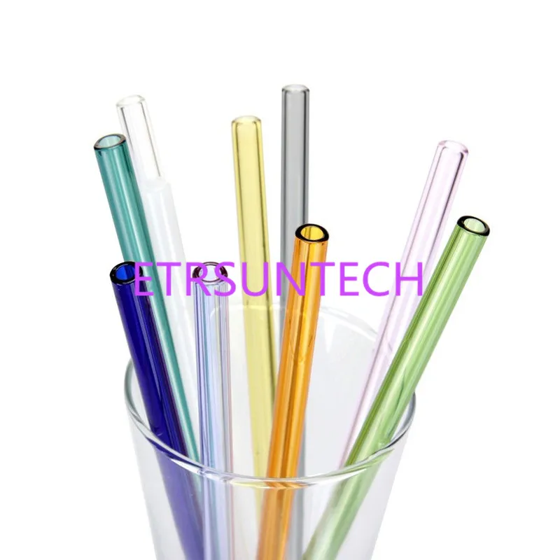 

300Pcs/Lot Colorful Glass Straws 20cm x 8mm Straight Drinking Straws Reusable Straws Healthy, Reusable, Eco Friendly